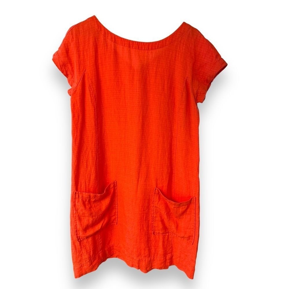 Eileen Fisher Organic Linen Tencel Crepe RED LORY Dress | Size XS